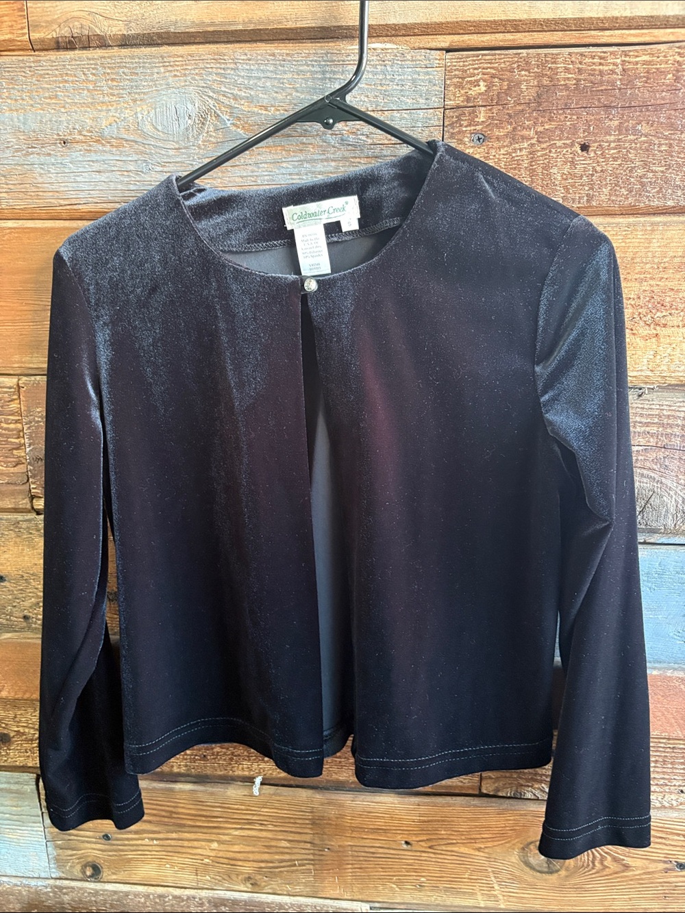 Coldwater Creek Black Velvet Open-Front Cardigan
